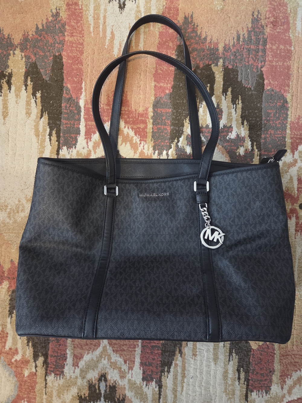Michael Kors Black Signature Logo Tote Bag